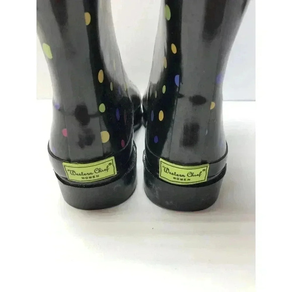 Western Chief Womens Printed polkadot Tall Waterproof Rain Boot new - Picture 7 of 8